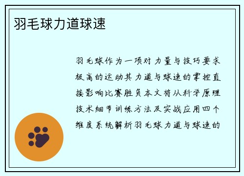 羽毛球力道球速